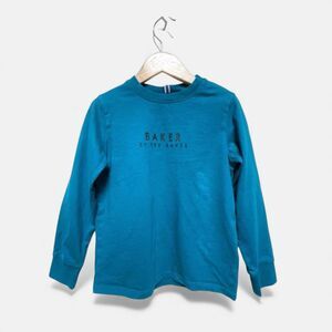 Baker by Ted Baker Kids Long Sleeve Logo Tee 5Y Blue Cotton Shirt Boys